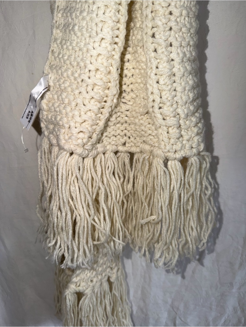 NEW Ivory knitted scarf Free People textured braided knit design garter stitch - Picture 3 of 5